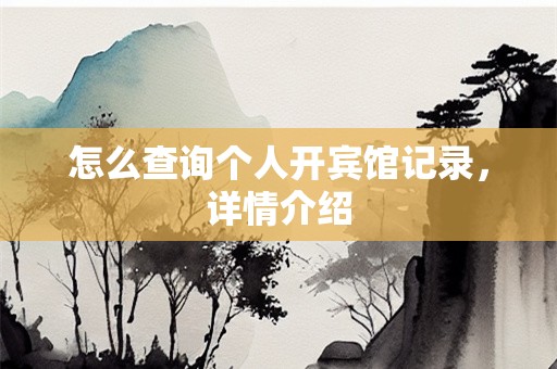 怎么查询个人开宾馆记录，详情介绍