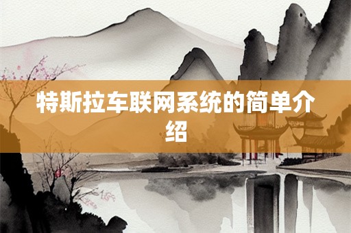 特斯拉车联网系统的简单介绍