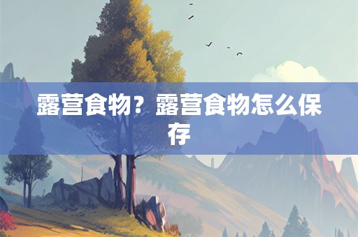 露营食物？露营食物怎么保存