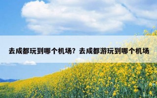 去成都玩到哪个机场？去成都游玩到哪个机场